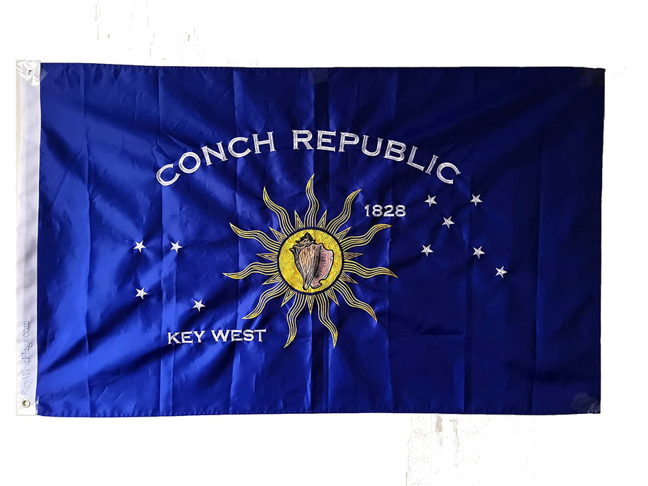 Key West Conch Republic Double-Sided Heavy Duty 300D Nylon Flags Flown Over Mallory Square and with Certificate of Authenticity