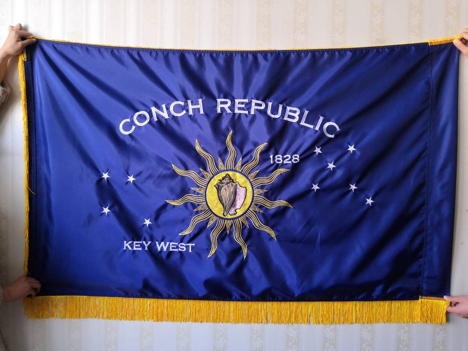 Ceremonial / Parade Massive 4 ft. x 6 ft. Embroidered Key West Conch Republic Double-Sided Heavy Duty 300D Nylon Flag