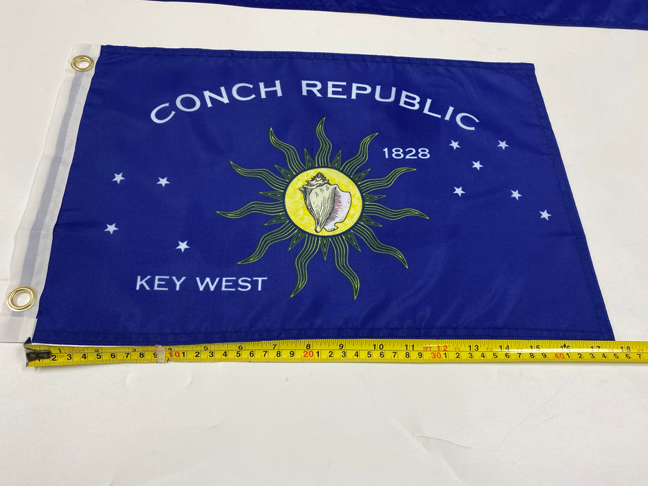 Two 12" x 18" Conch Republic Boat/Bike/RV/Golf Cart Silk Screen Printed Flags from Key West, Florida 100% Polyester